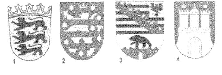 Abbildung aus dem amtlichen Fragenkatalog zu Frage 1, mit den nummerierten Antwortmöglichkeiten