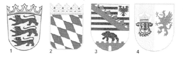 Abbildung aus dem amtlichen Fragenkatalog zu Frage 1, mit den nummerierten Antwortmöglichkeiten