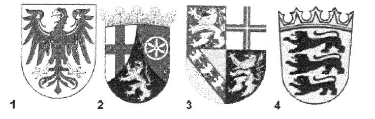 Abbildung aus dem amtlichen Fragenkatalog zu Frage 1, mit den nummerierten Antwortmöglichkeiten