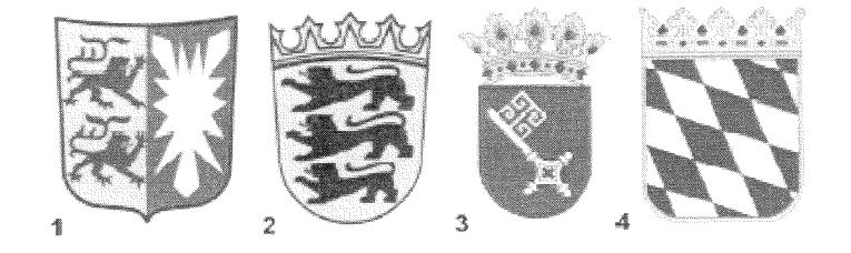 Abbildung aus dem amtlichen Fragenkatalog zu Frage 1, mit den nummerierten Antwortmöglichkeiten