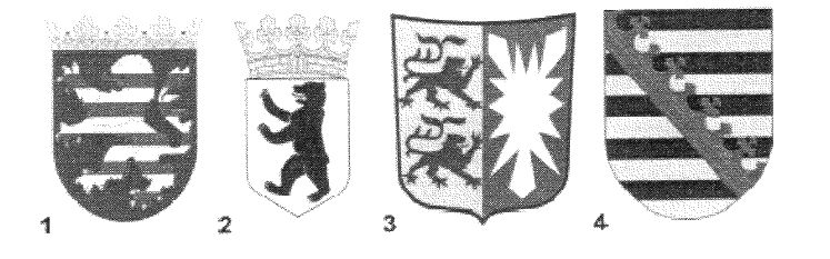 Abbildung aus dem amtlichen Fragenkatalog zu Frage 1, mit den nummerierten Antwortmöglichkeiten