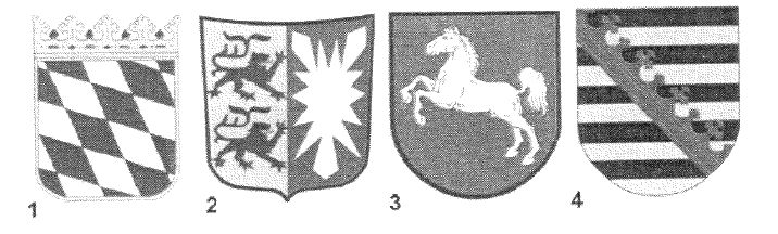 Abbildung aus dem amtlichen Fragenkatalog zu Frage 1, mit den nummerierten Antwortmöglichkeiten