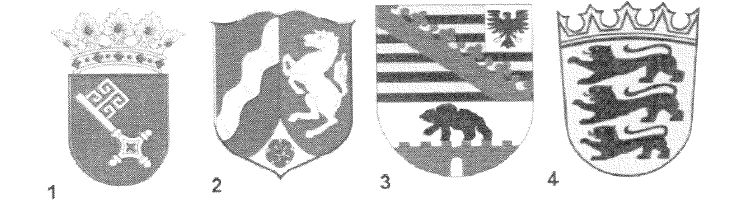 Abbildung aus dem amtlichen Fragenkatalog zu Frage 1, mit den nummerierten Antwortmöglichkeiten