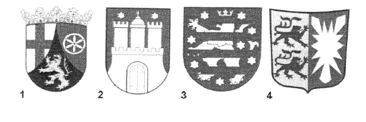 Abbildung aus dem amtlichen Fragenkatalog zu Frage 1, mit den nummerierten Antwortmöglichkeiten