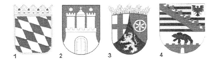 Abbildung aus dem amtlichen Fragenkatalog zu Frage 1, mit den nummerierten Antwortmöglichkeiten