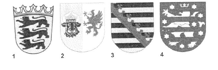 Abbildung aus dem amtlichen Fragenkatalog zu Frage 1, mit den nummerierten Antwortmöglichkeiten